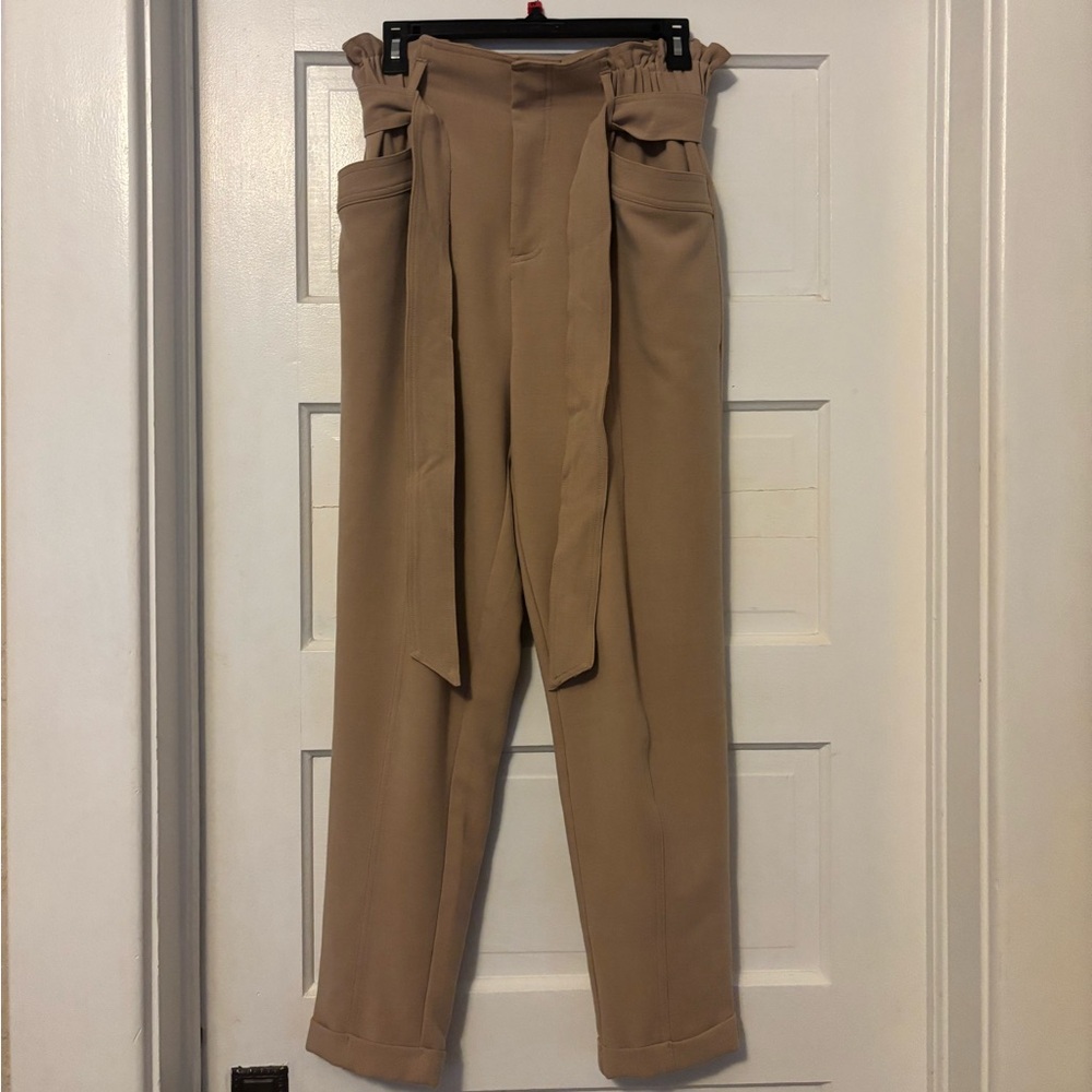 Stylish Tan High-Waisted Trousers